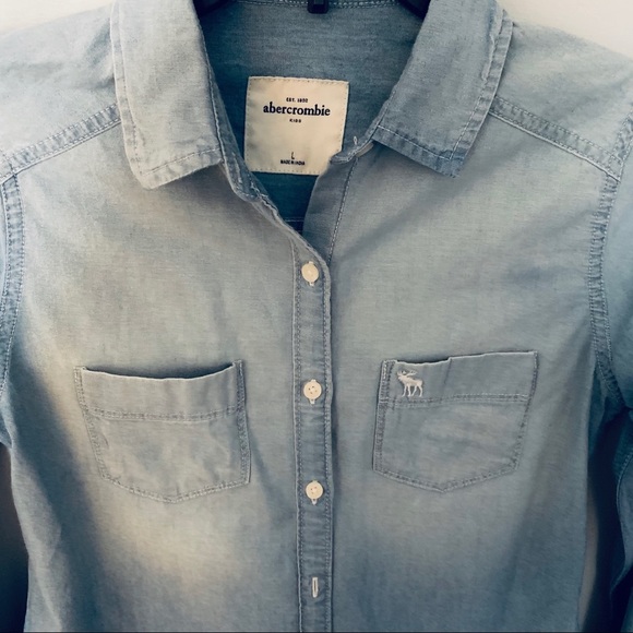 Abercrombie Kids Girls Shirt Chambray Sz L Collar - Picture 3 of 8
